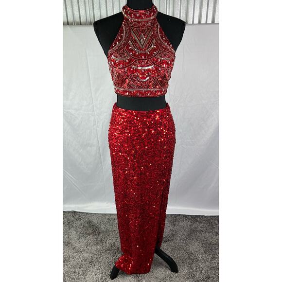 Scala Dresses & Skirts - Vintage Scala beaded red sequin formal silk dress size 2